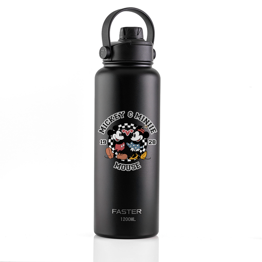 Garrafa Térmica Faster Strap Preto Mickey Amor em Preto e Branco - 1200ml