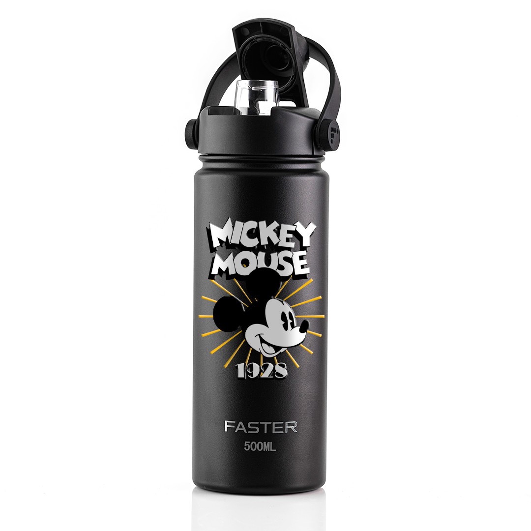 Garrafa Térmica Faster Strap Preto Mickey Brilho do Ícone - 500ml