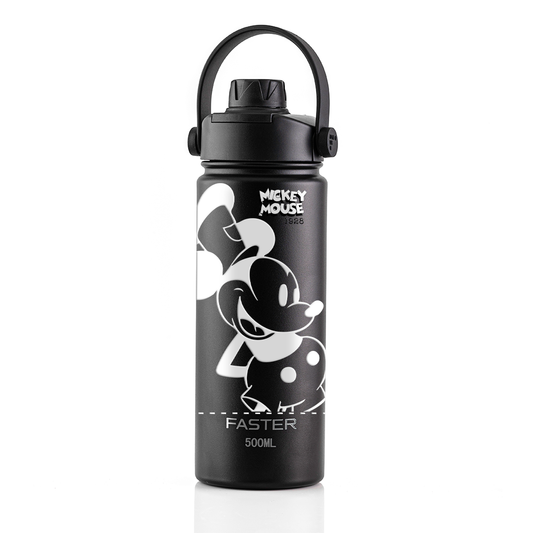 Garrafa Térmica Faster Strap Preto Mickey Par Clássico - 500ml