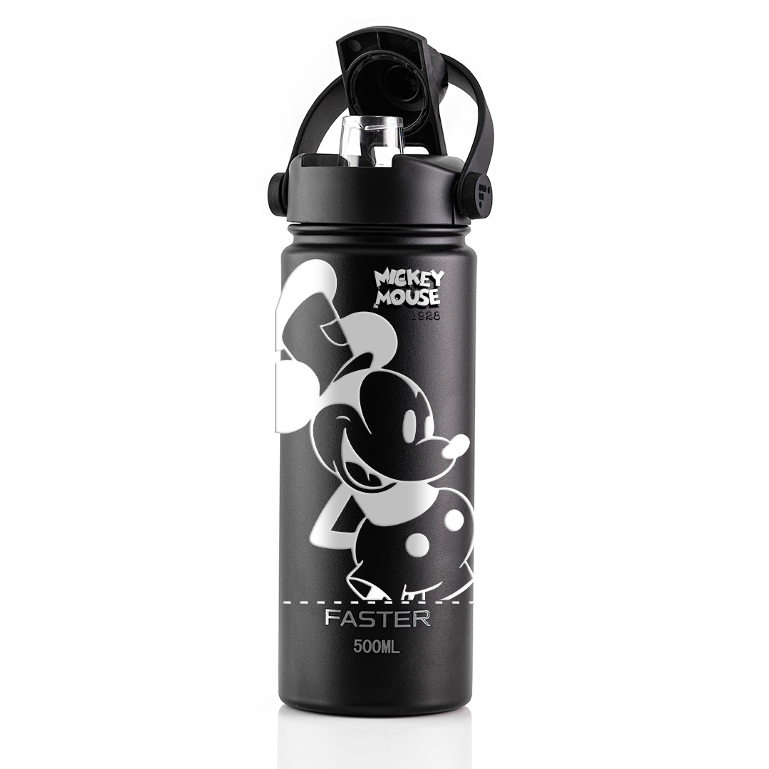 Garrafa Térmica Faster Strap Preto Mickey Par Clássico - 500ml