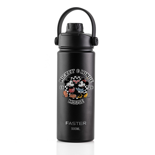 Garrafa Térmica Faster Strap Preto Mickey Amor em Preto e Branco - 500ml