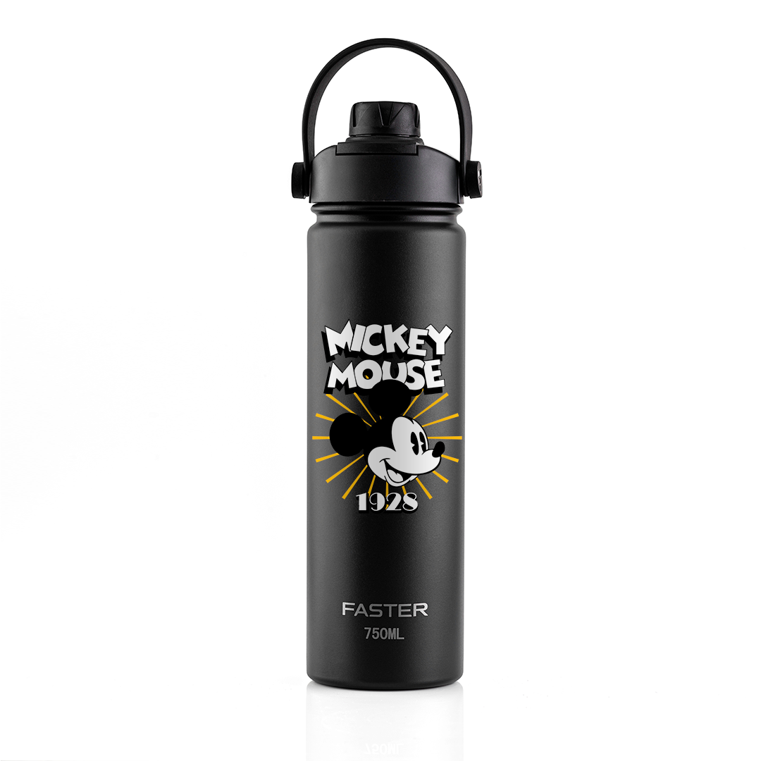 Garrafa Térmica Faster Strap Preto Mickey Brilho do Ícone - 750ml