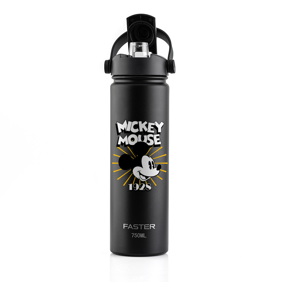Garrafa Térmica Faster Strap Preto Mickey Brilho do Ícone - 750ml