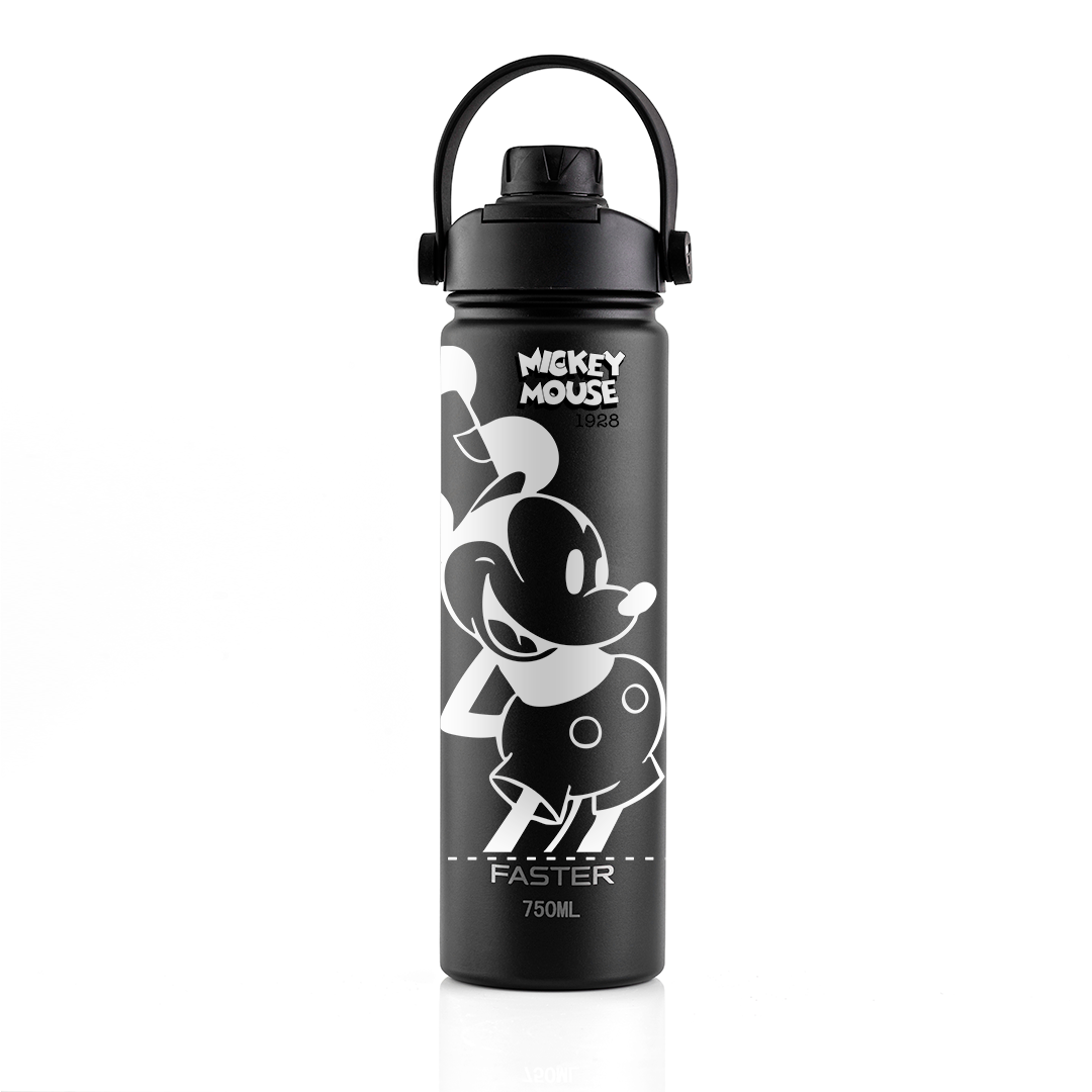 Garrafa Térmica Faster Strap Preto Mickey Par Clássico - 750ml