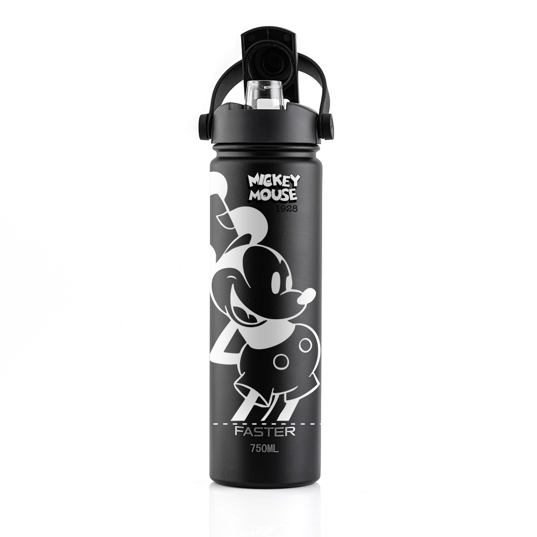 Garrafa Térmica Faster Strap Preto Mickey Par Clássico - 750ml