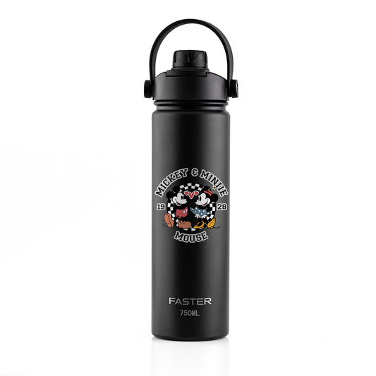 Garrafa Térmica Faster Strap Preto Mickey Amor em Preto e Branco - 750ml
