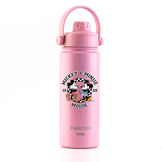 Garrafa Térmica Faster Strap Iorgute Mickey Amor em Preto e Branco - 500ml