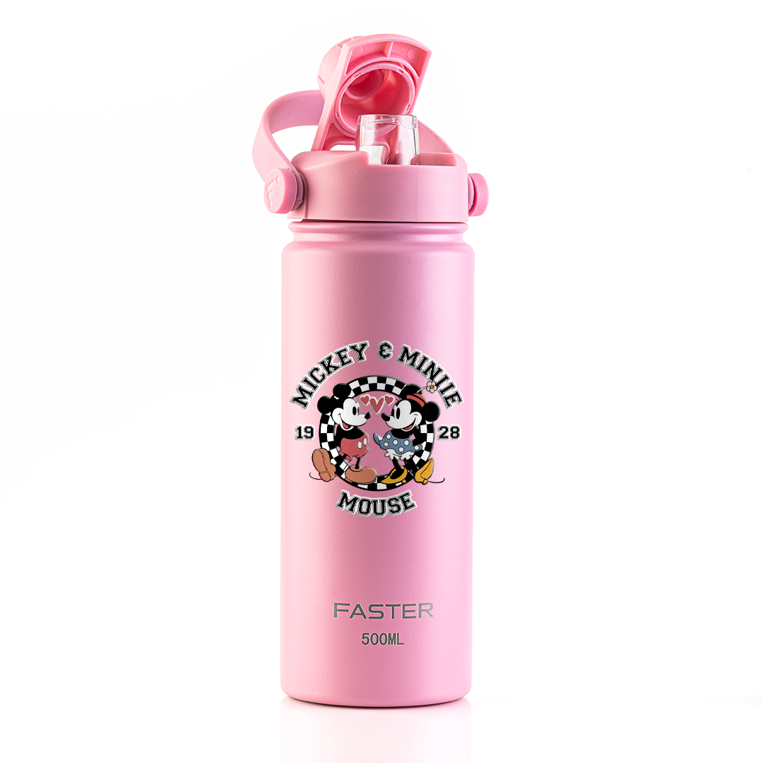 Garrafa Térmica Faster Strap Iorgute Mickey Amor em Preto e Branco - 500ml