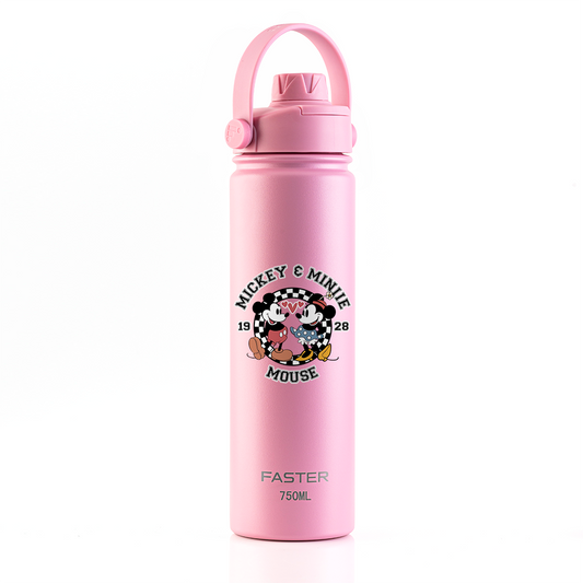 Garrafa Térmica Faster Strap Iorgute Mickey Amor em Preto e Branco - 750ml