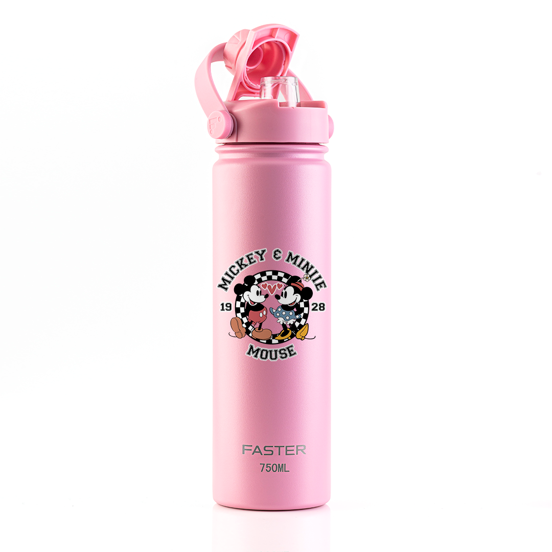 Garrafa Térmica Faster Strap Iorgute Mickey Amor em Preto e Branco - 750ml