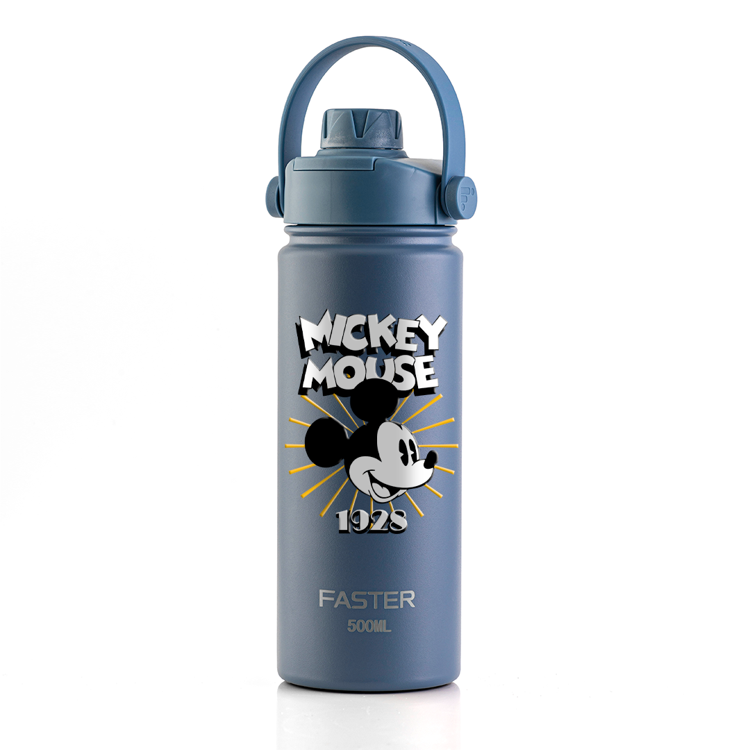 Garrafa Térmica Faster Strap Azul Jeans Mickey Brilho do Ícone - 500ml