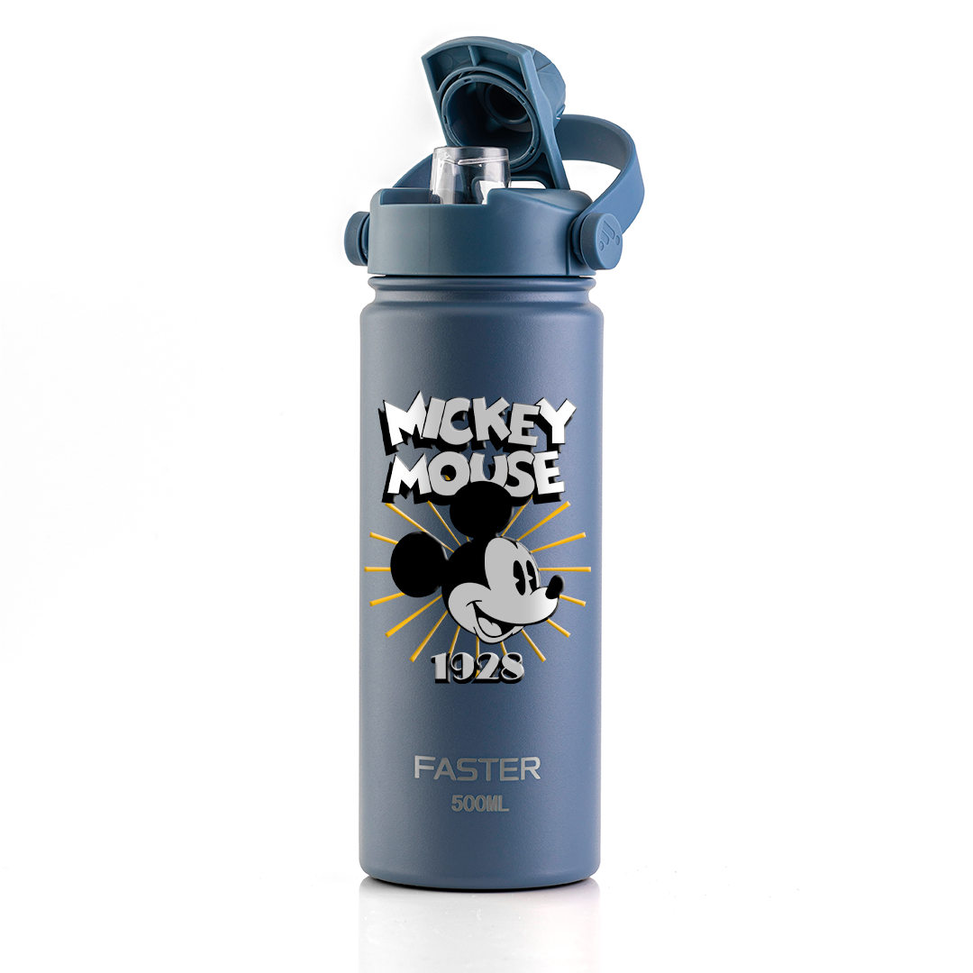 Garrafa Térmica Faster Strap Azul Jeans Mickey Brilho do Ícone - 500ml