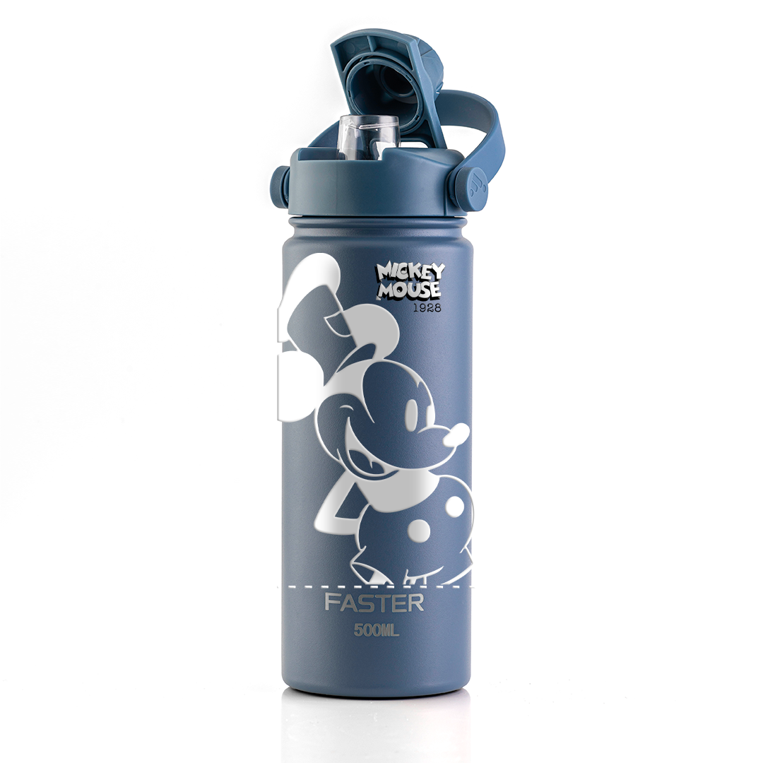 Garrafa Térmica Faster Strap Azul Jeans Mickey Par Clássico - 500ml