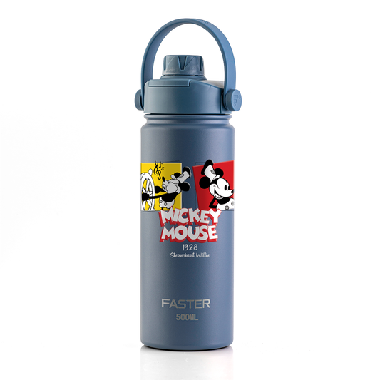 Garrafa Térmica Faster Strap Azul Jeans Mickey Cenas do Steamboat - 500ml