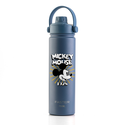 Garrafa Térmica Faster Strap Azul Jeans Mickey Brilho do Ícone - 750ml