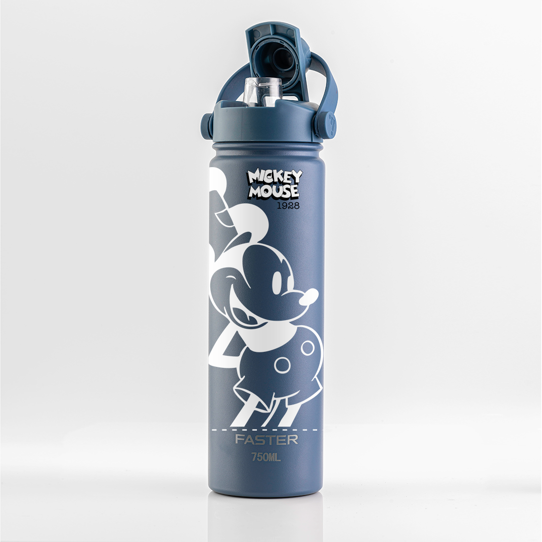 Garrafa Térmica Faster Strap Azul Jeans Mickey Par Clássico - 750ml