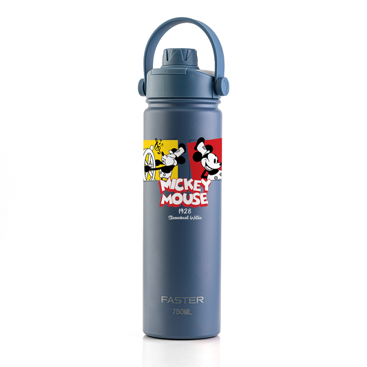 Garrafa Térmica Faster Strap Azul Jeans Mickey Cenas do Steamboat - 750ml