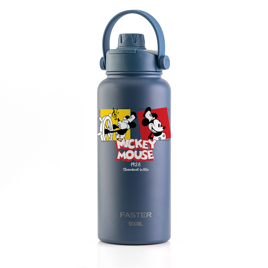 Garrafa Térmica Faster Strap Azul Jeans Mickey Cenas do Steamboat - 900ml