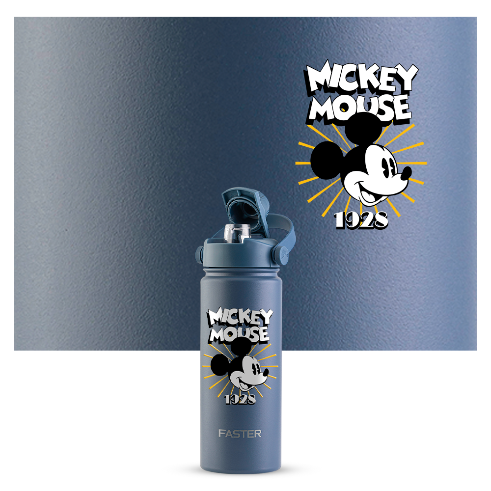 Garrafa Térmica Faster Strap Azul Jeans Mickey Brilho do Ícone - 750ml
