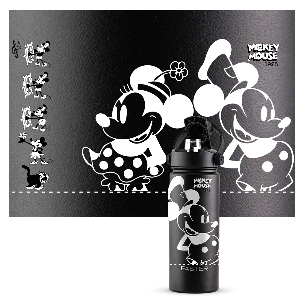 Garrafa Térmica Faster Strap Preto Mickey Par Clássico - 750ml