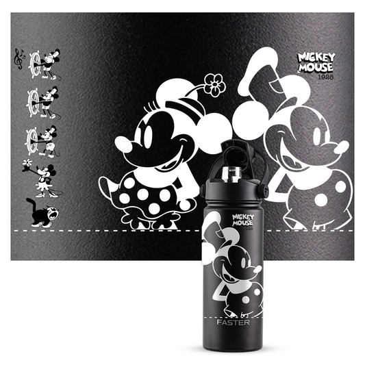 Garrafa Térmica Faster Strap Preto Mickey Par Clássico - 500ml
