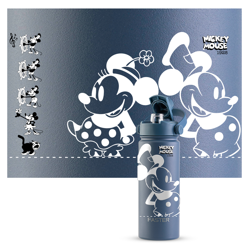 Garrafa Térmica Faster Strap Azul Jeans Mickey Par Clássico - 750ml