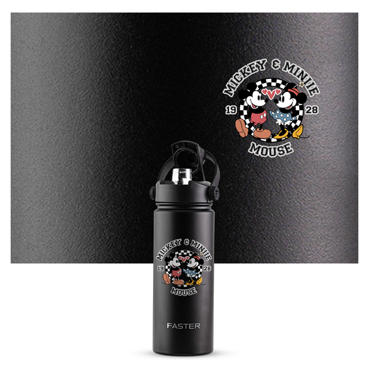 Garrafa Térmica Faster Strap Preto Mickey Amor em Preto e Branco - 750ml