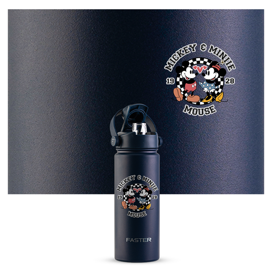 Garrafa Térmica Faster Strap Azul Marinho Mickey Amor em Preto e Branco - 900ml