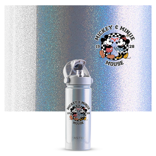 Garrafa Térmica Faster Strap Shine Gelo Mickey Amor em Preto e Branco - 900ml