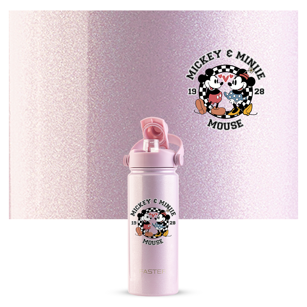 Garrafa Térmica Faster Strap Shine Rosa Mickey Amor em Preto e Branco - 750ml