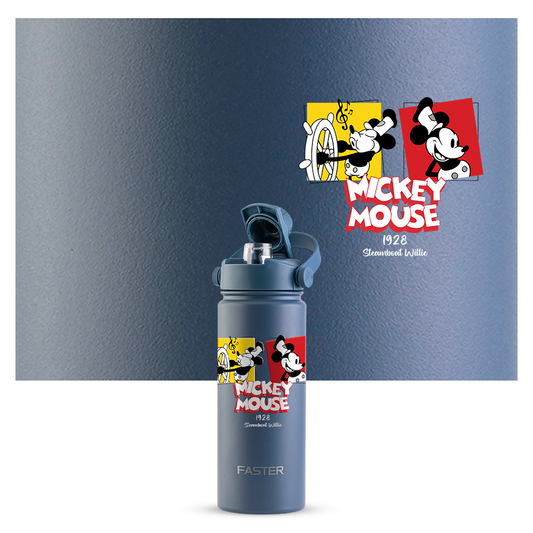 Garrafa Térmica Faster Strap Azul Jeans Mickey Cenas do Steamboat - 900ml