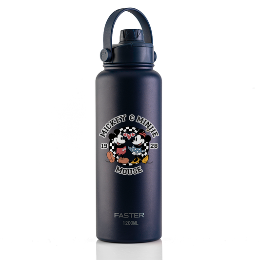 Garrafa Térmica Faster Strap Azul Marinho Mickey Amor em Preto e Branco - 1200ml