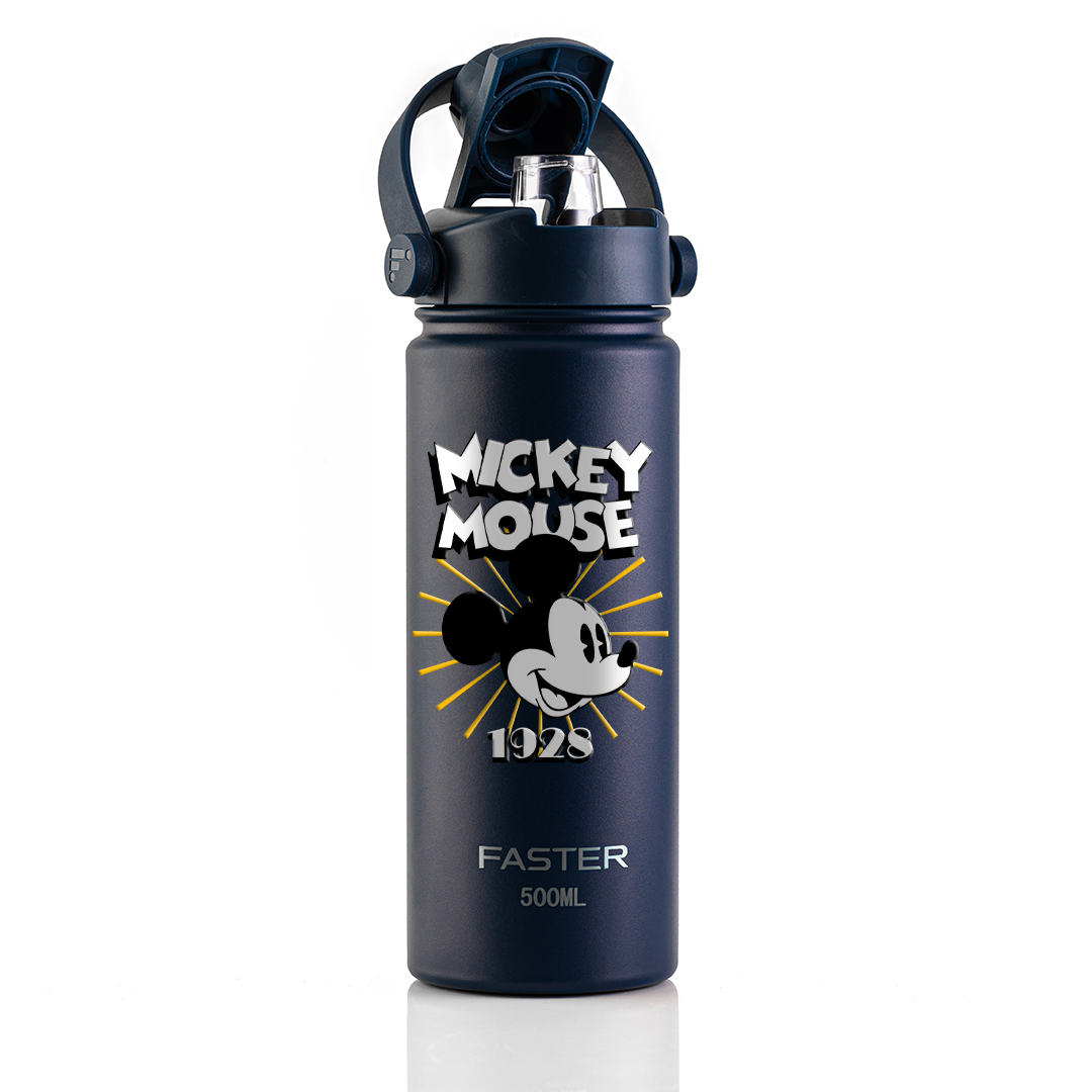 Garrafa Térmica Faster Strap Azul Marinho Mickey Brilho do Ícone - 500ml