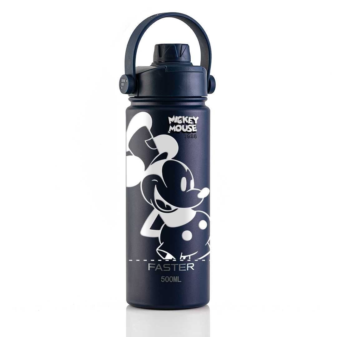 Garrafa Térmica Faster Strap Azul Marinho Mickey Par Clássico - 500ml