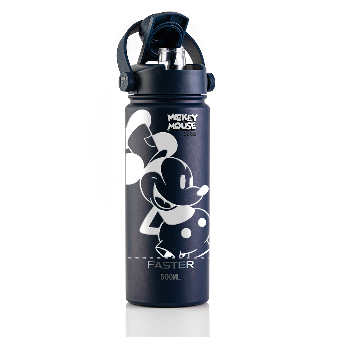 Garrafa Térmica Faster Strap Azul Marinho Mickey Par Clássico - 500ml
