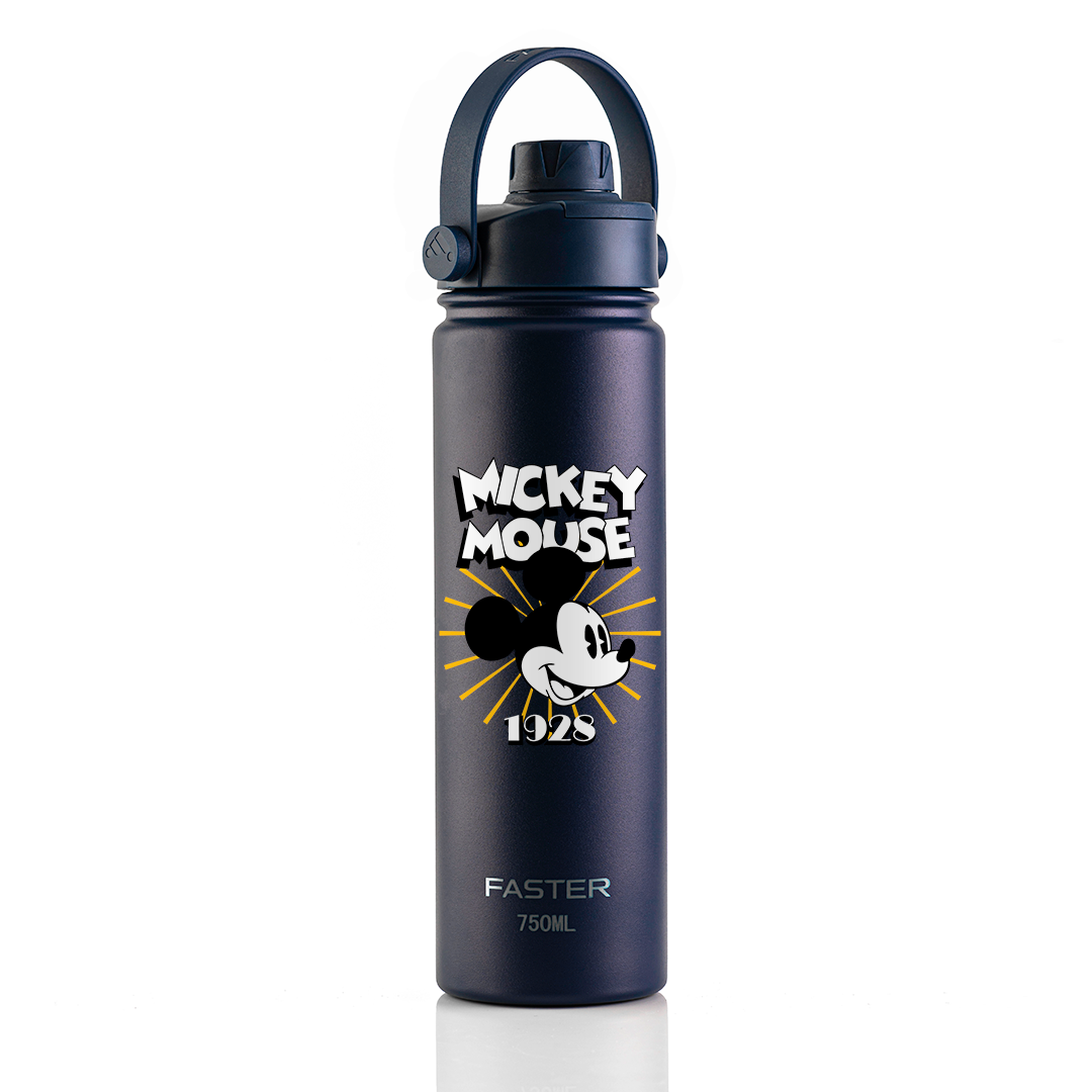 Garrafa Térmica Faster Strap Azul Marinho Mickey Brilho do Ícone - 750ml
