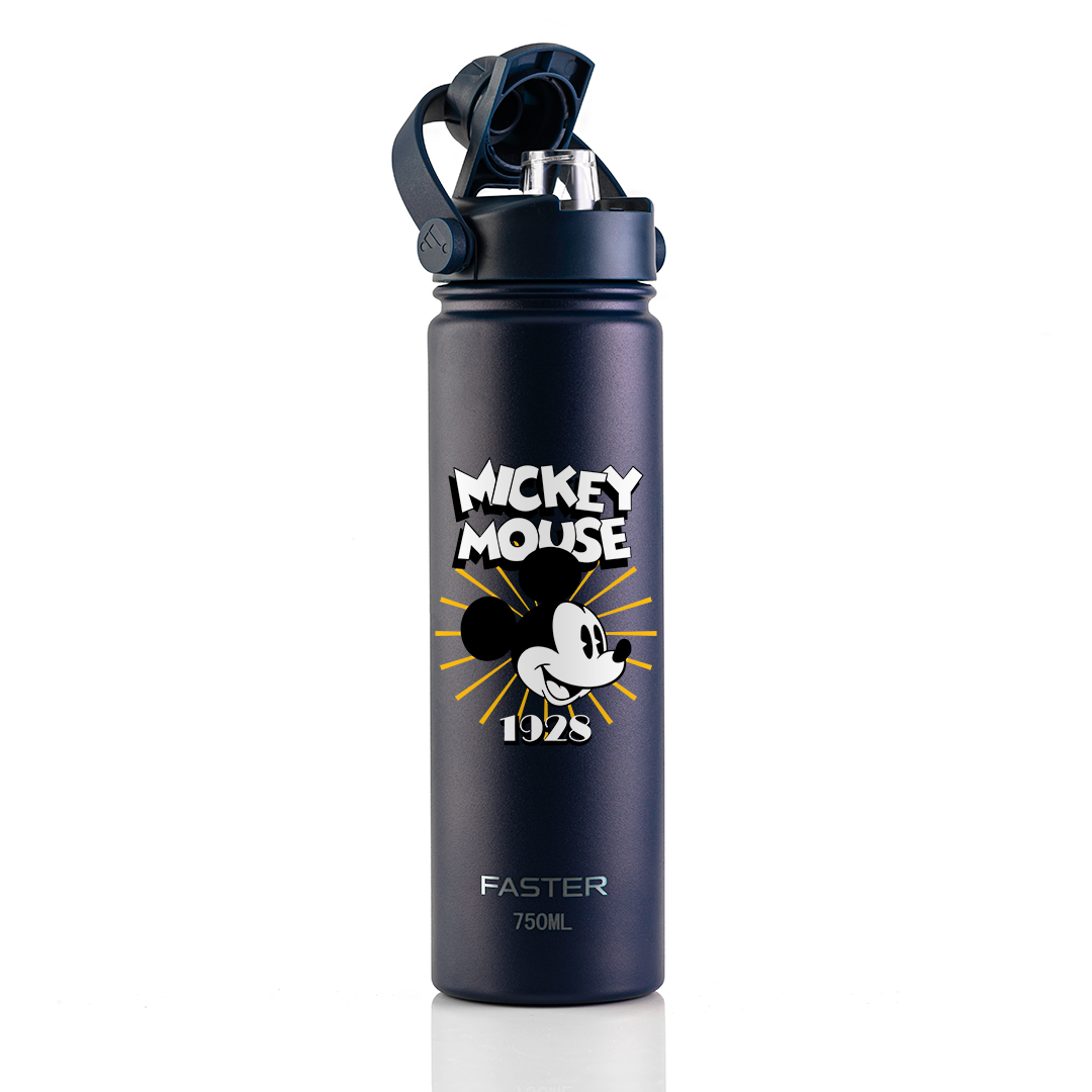 Garrafa Térmica Faster Strap Azul Marinho Mickey Brilho do Ícone - 750ml