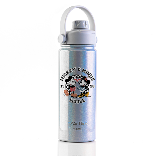 Garrafa Térmica Faster Strap Shine Gelo Mickey Amor em Preto e Branco - 500ml