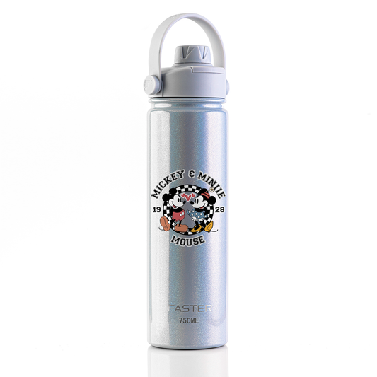 Garrafa Térmica Faster Strap Shine Gelo Mickey Amor em Preto e Branco - 750ml