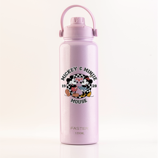 Garrafa Térmica Faster Strap Shine Rosa Mickey Amor em Preto e Branco - 1200ml