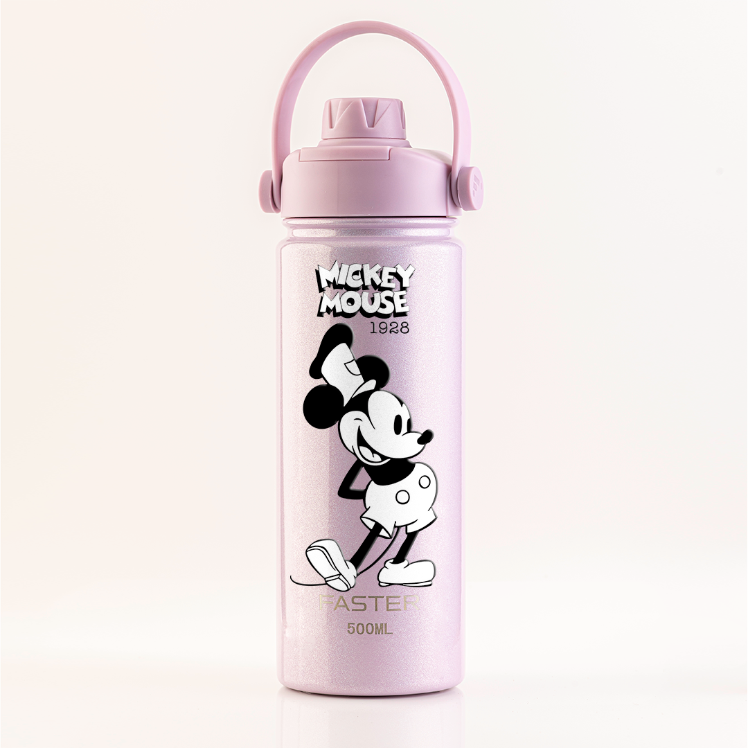 Garrafa Térmica Faster Strap Shine Rosa Mickey O Capitão - 500ml