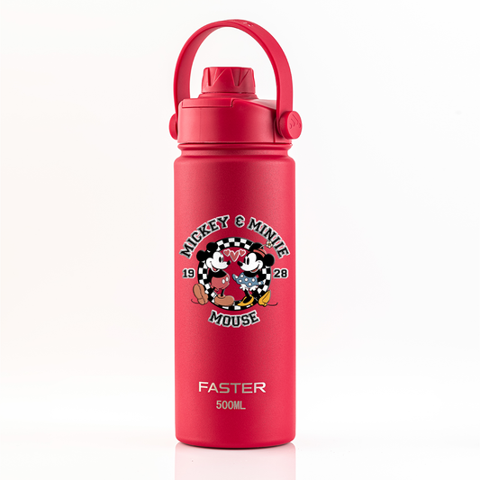 Garrafa Térmica Faster Strap Cereja Mickey Amor em Preto e Branco - 500ml