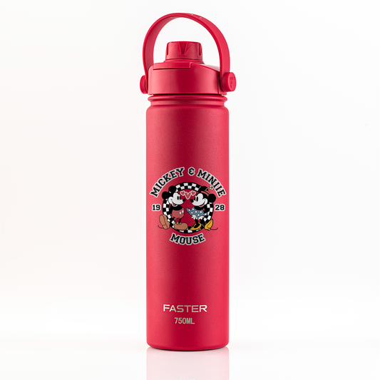 Garrafa Térmica Faster Strap Cereja Mickey Amor em Preto e Branco - 750ml