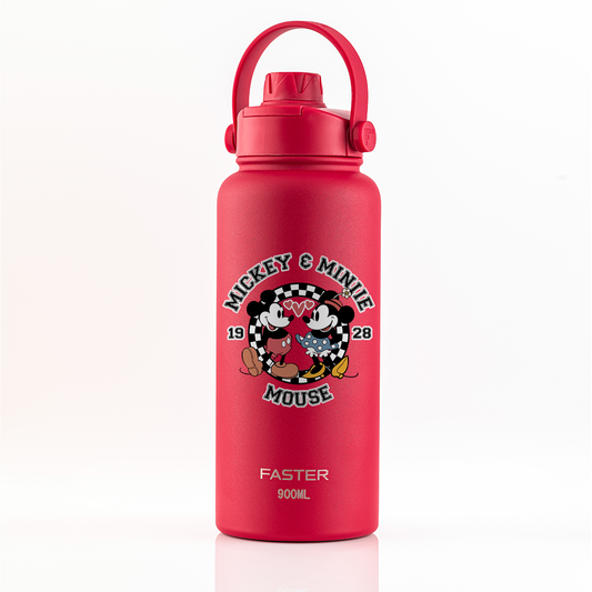 Garrafa Térmica Faster Strap Cereja Mickey Amor em Preto e Branco - 900ml